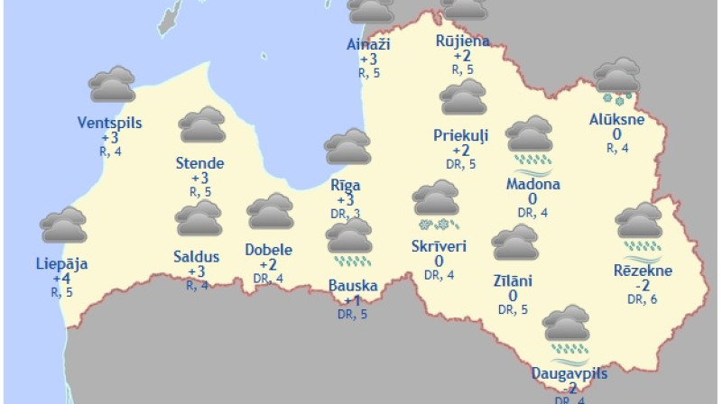 Laika karte šodienas pēcpusdienai