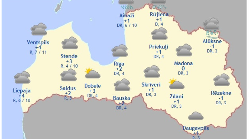 Laika karte šodienas pēcpusdienai