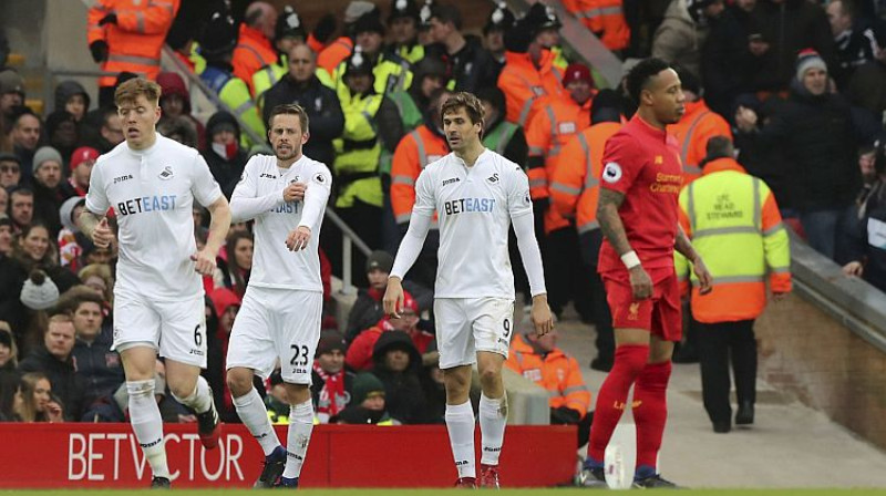 ''Swansea'' pēc Sīgurdsona gūtajiem vārtiem
Foto: AP/Scanpix