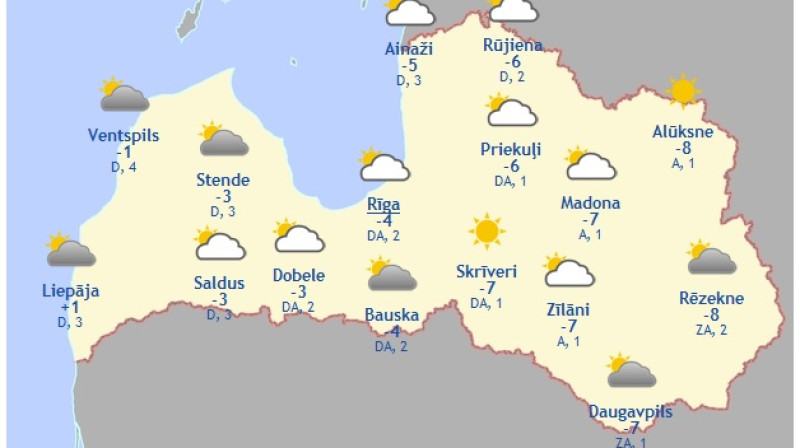 Laika karte šodienas pēcpusdienai