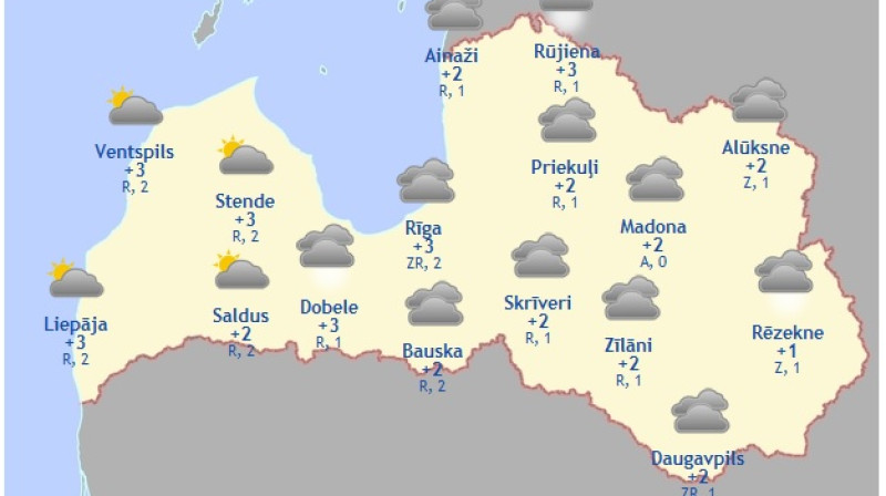 Laika karte šodienas pēcpusdienai