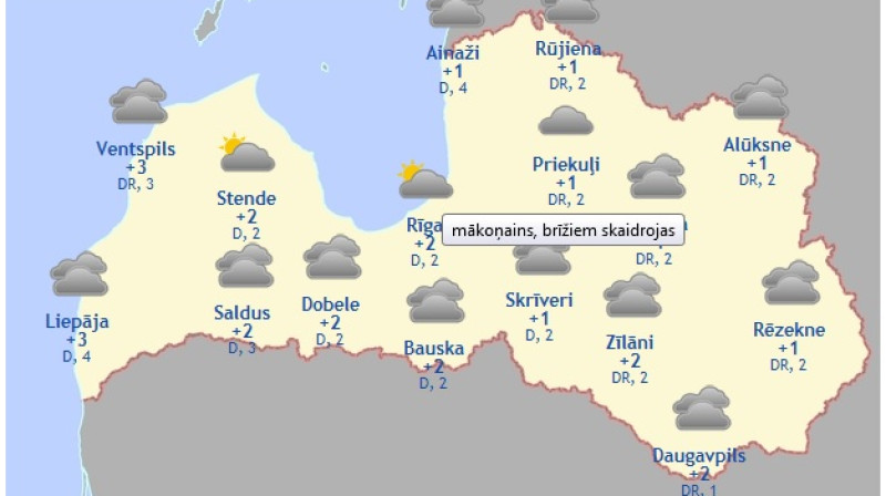 Laika karte šodienas pēcpusdienai