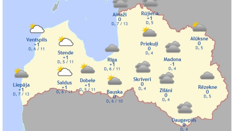 Laika karte šodienas pēcpusdienai