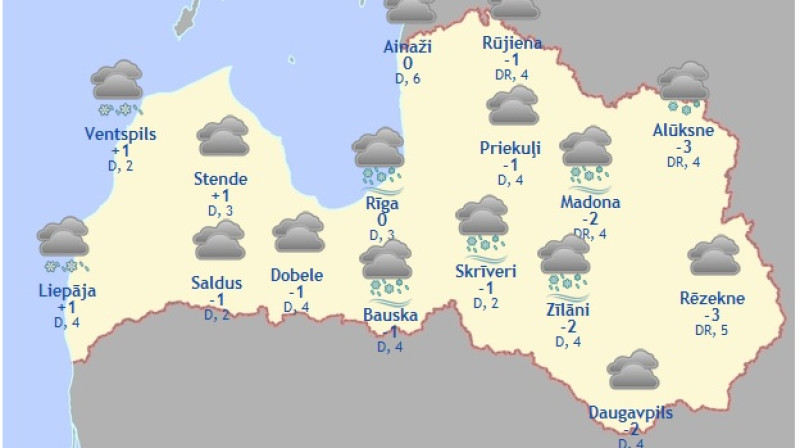 Laika karte šodienas pēcpusdienai