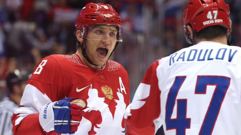 Aleksandrs Ovečkins olimpiskajās spēlēs Sočos 
Avots: Bruce Bennett/Getty Images