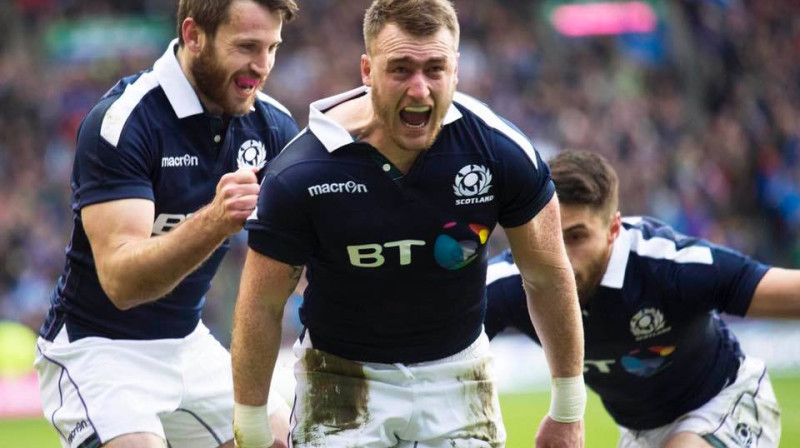 Sjuarts Hogs izcēlās ar diviem piezemējumiem. 
Foto: rbs6nations.com