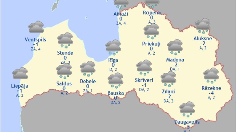 Laika karte šodienas pēcpusdienai
