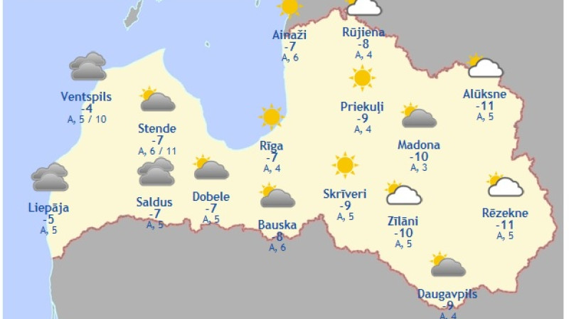 Laika karte šodienas pēcpusdienai