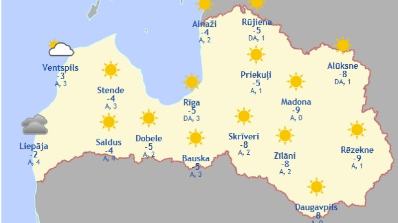 Laika karte šodienas pēcpusdienai