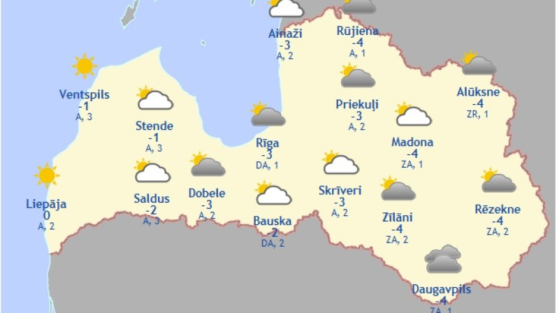 Laika karte šodienas pēcpusdienai