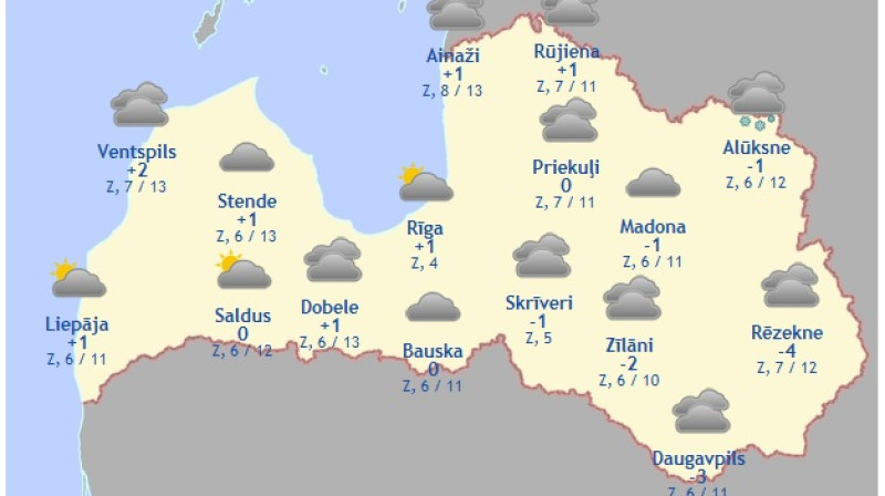 Laika karte šodienas pēcpusdienai