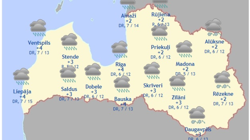 Laika karte šodienas pēcpusdienai