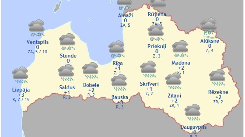 Laika karte šodienas pēcpusdienai