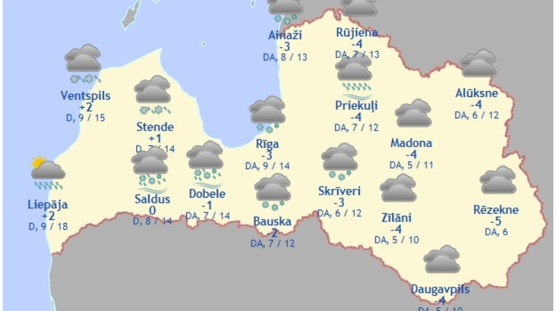 Laika karte šodienas pēcpusdienai