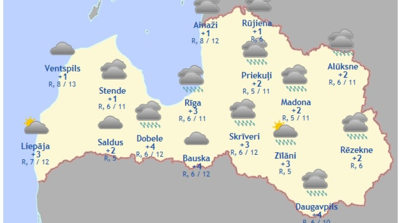Laika karte šodienas pēcpusdienai