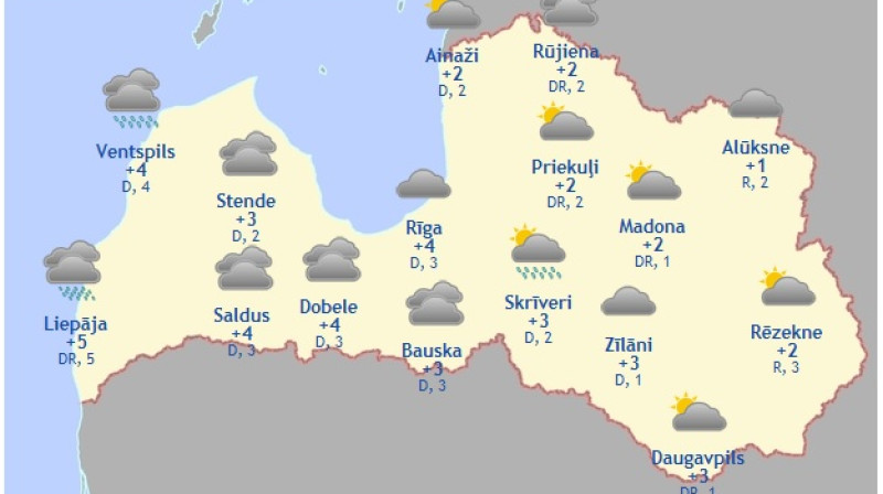 Laika karte šodienas pēcpusdienai