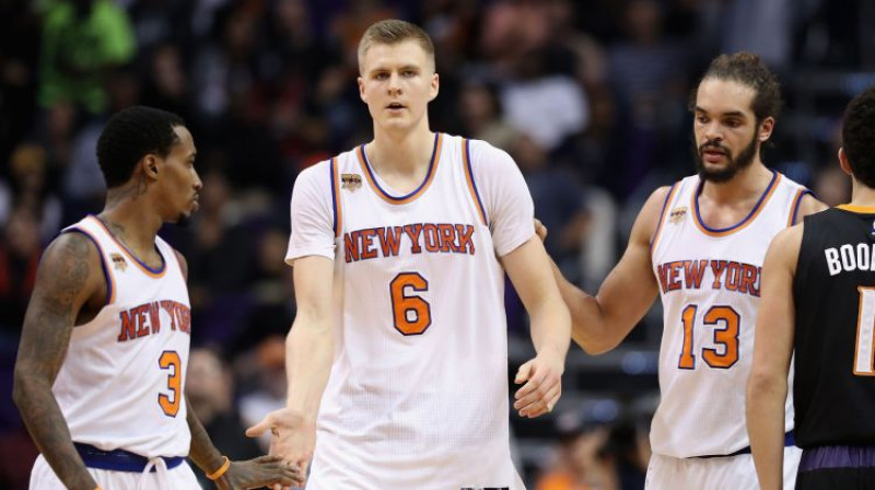 Brendons Dženigss, Kristaps Porziņģis un Žoakims Noā
Foto: AFP/Scanpix