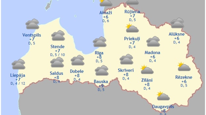Laika karte šodienas pēcpusdienai
