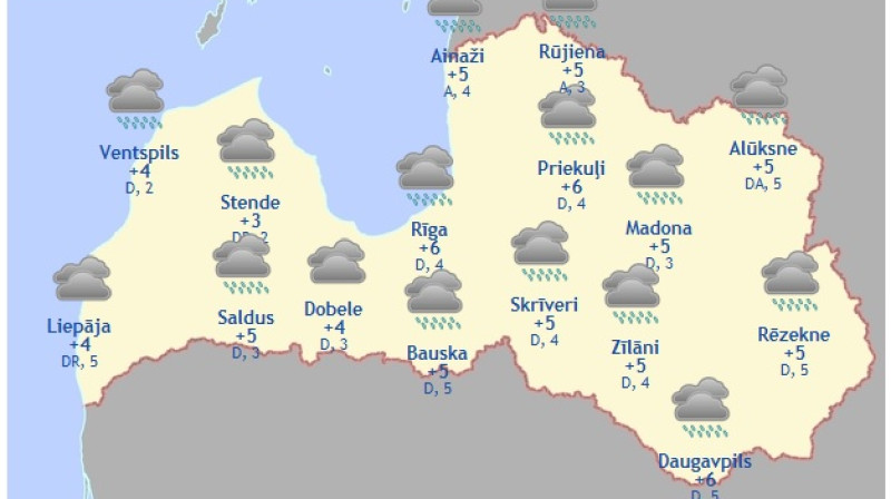 Laika karte šodienas pēcpusdienai