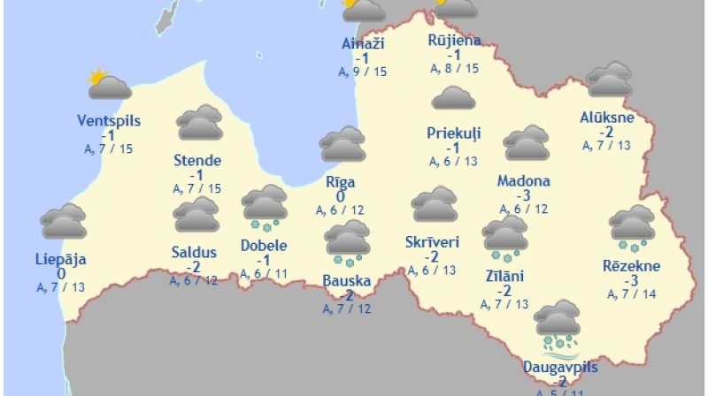 Laika karte šodienas pēcpusdienai