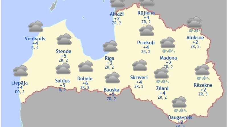 Laika karte šodienas pēcpusdienai