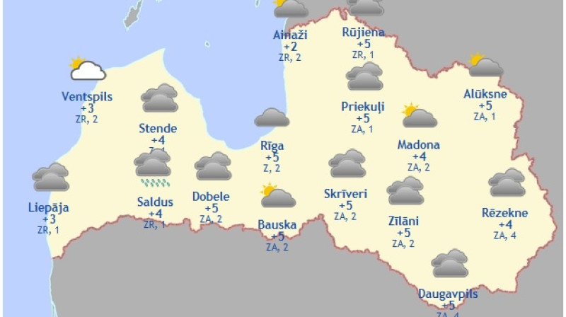 Laika karte šodienas pēcpusdienai