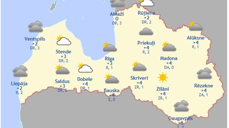 Laika karte šodienas pēcpusdienai