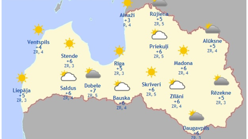 Laika karte šodienas pēcpusdienai