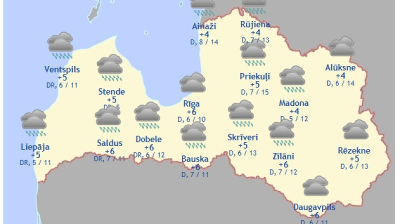 Laika karte šodienas pēcpusdienā