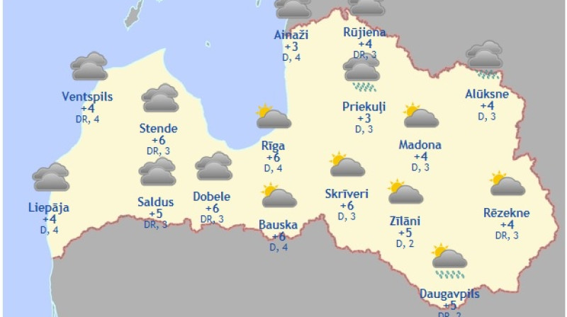 Laika karte šodienas pēcpusdienai