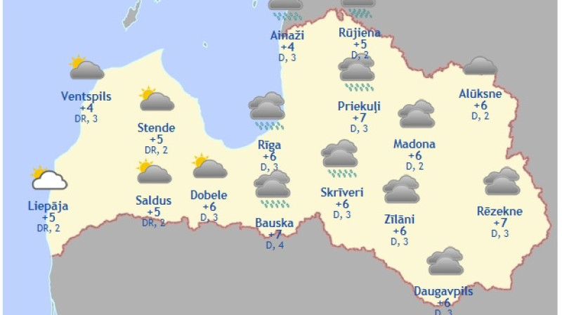 Laika karte šodienas pēcpusdienai