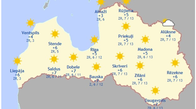 Laika karte šodienas pēcpusdienai
