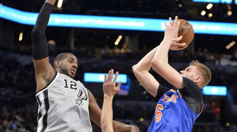 Lamarkuss Oldridžs un Kristaps Porziņģis
Foto: AP/Scanpix