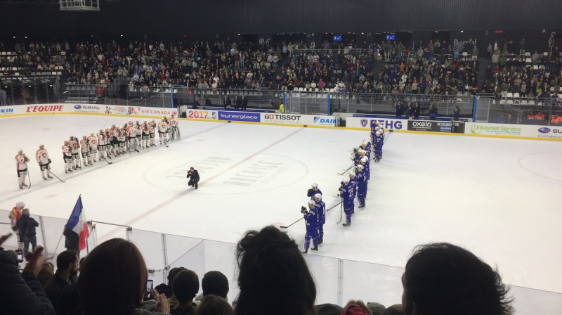 Spēle starp Francijas un Šveices izlasēm
Foto: https://twitter.com/Hockey_FRA