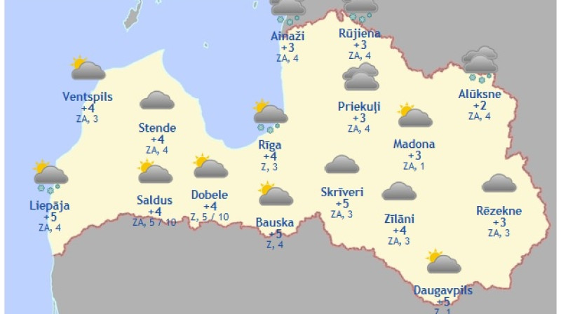 Laika karte šodienas pēcpusdienai