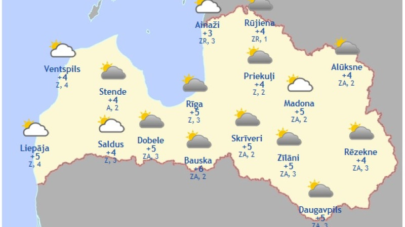 Laika karte šodienas pēcpusdienai