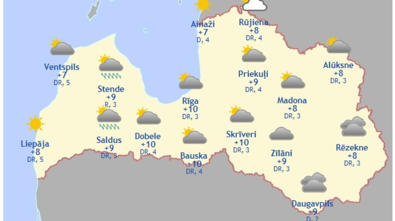 Laika karte šodienas pēcpusdienai