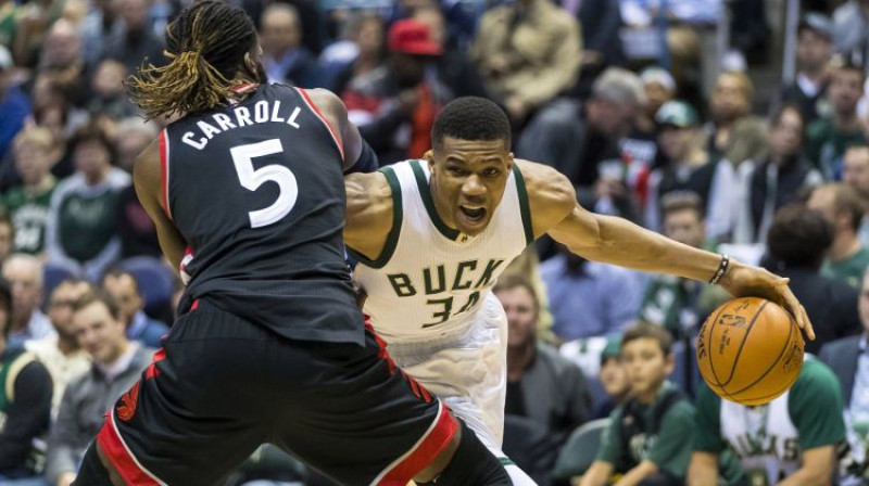 Demārs Kerols un Jannis Adetokunbo
Foto: USA Today Sports/Scanpix