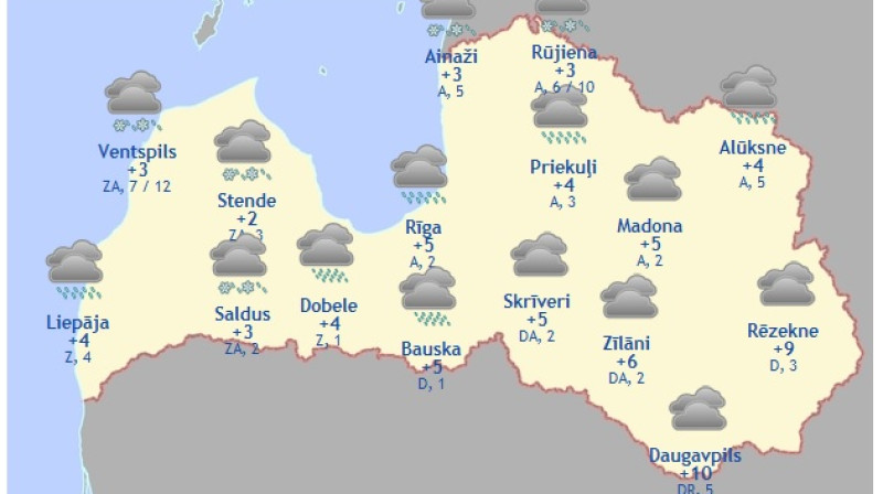 Laika karte šodienas pēcpusdienai
