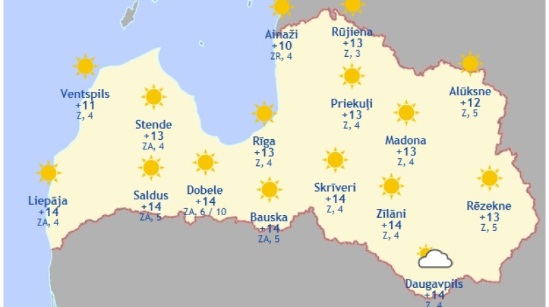 Laika karte šodienas pēcpusdienai