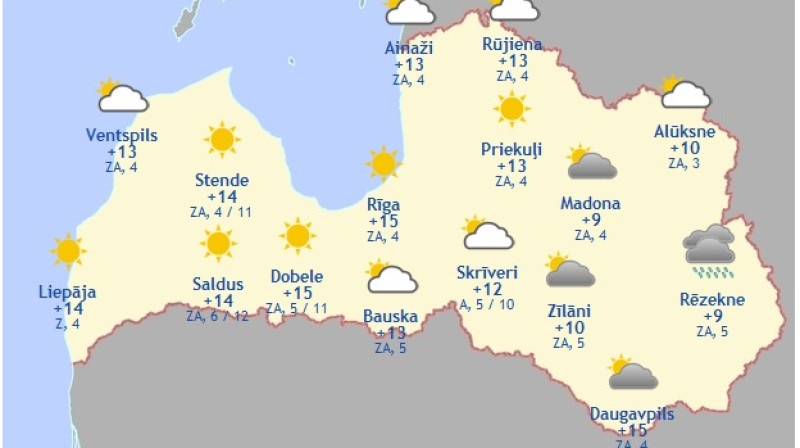 Laika karte šodienas pēcpusdienai