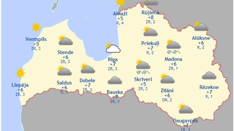 Laika karte šodienas pēcpusdienai