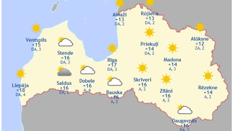 Laika karte šodienas pēcpusdienai
