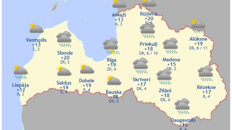 Laika karte šodienas pēcpusdienai