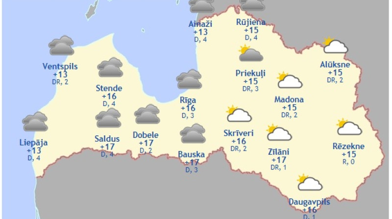 Laika karte šodienas pēcpusdienai