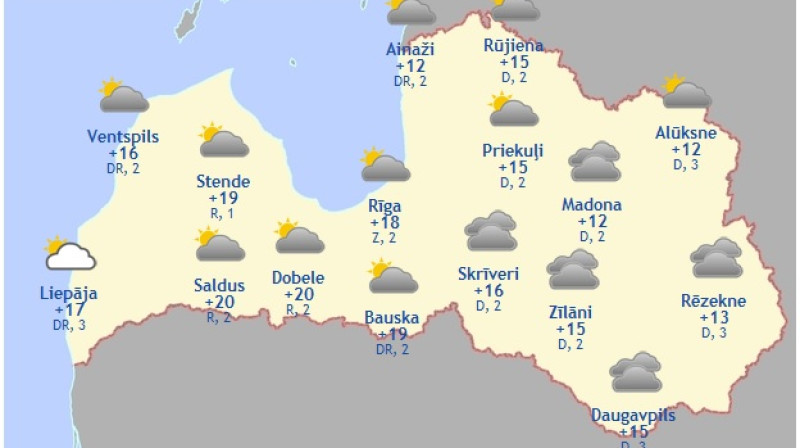 Laika karte šodienas pēcpusdienai