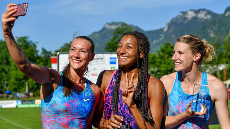 Laura Ikauniece-Admidiņa, Nafisatu Tiama un Karolīna Šefere. 
Foto: imago/Nordphoto/Scanpix