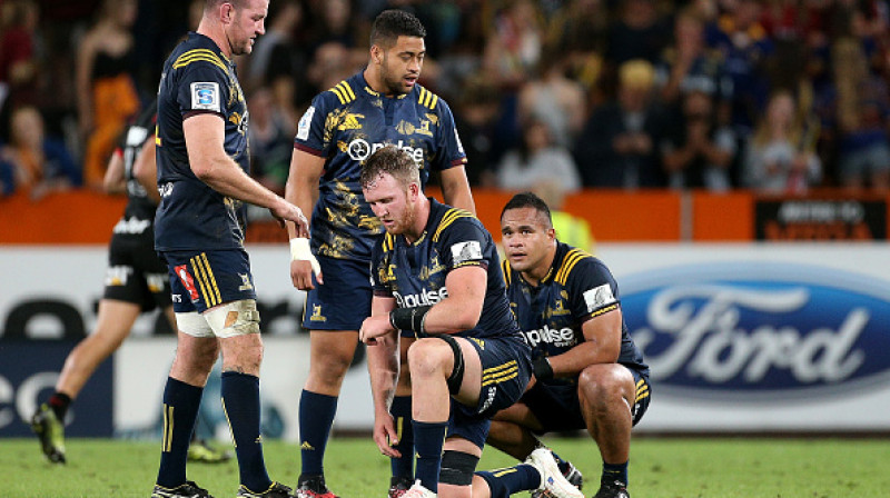 Otago "Highlanders" komanda pēc pēdējo sekunžu zaudējuma Kraistčērčas "Crusaders".
Foto: superxv.com
