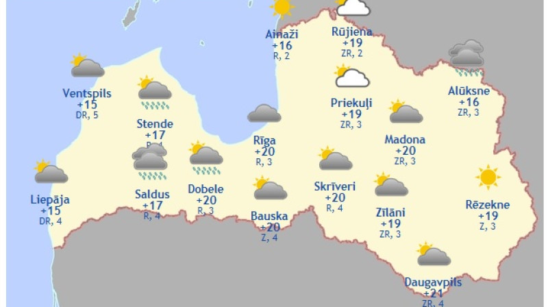 Laika karte šodienas pēcpusdienai