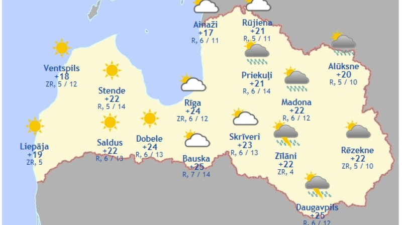 Laika karte šodienas pēcpusdienai